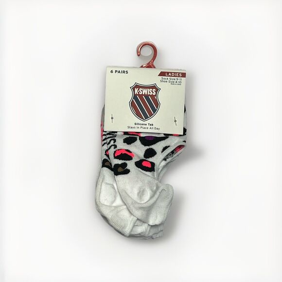 KSwiss Ladies Silicone Tab Foot Liners  Socks 6 Pairs Size 4-10 - Picture 1 of 2